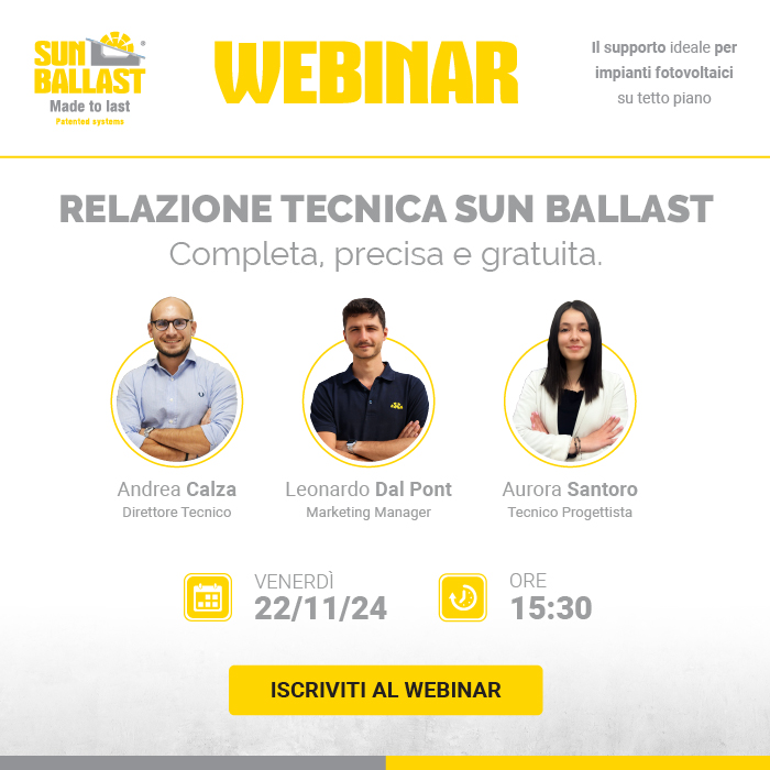 Semplifica le tue installazioni con Sun Ballast: iscriviti al nuovo webinar e scopri tutti i dettagli delle relazioni tecniche!