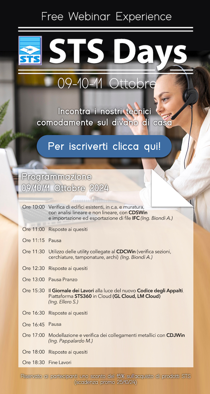 STS Srl - 9/10/11 Ottobre segui gli incontri gratuiti con i nostri tecnici